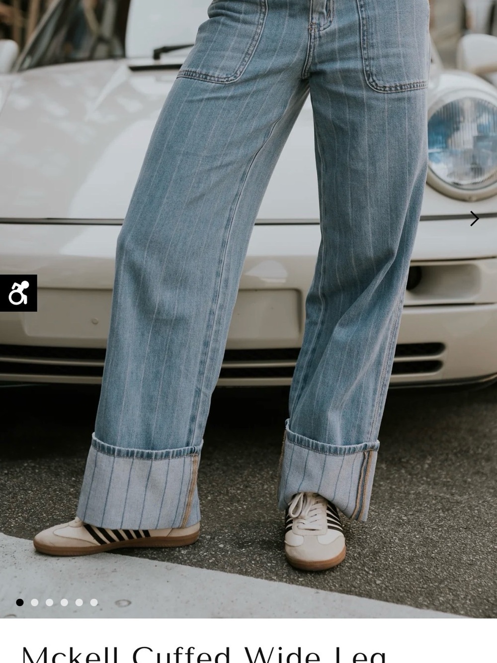 bohme Light Blue Cuffed Wide-Leg Jeans